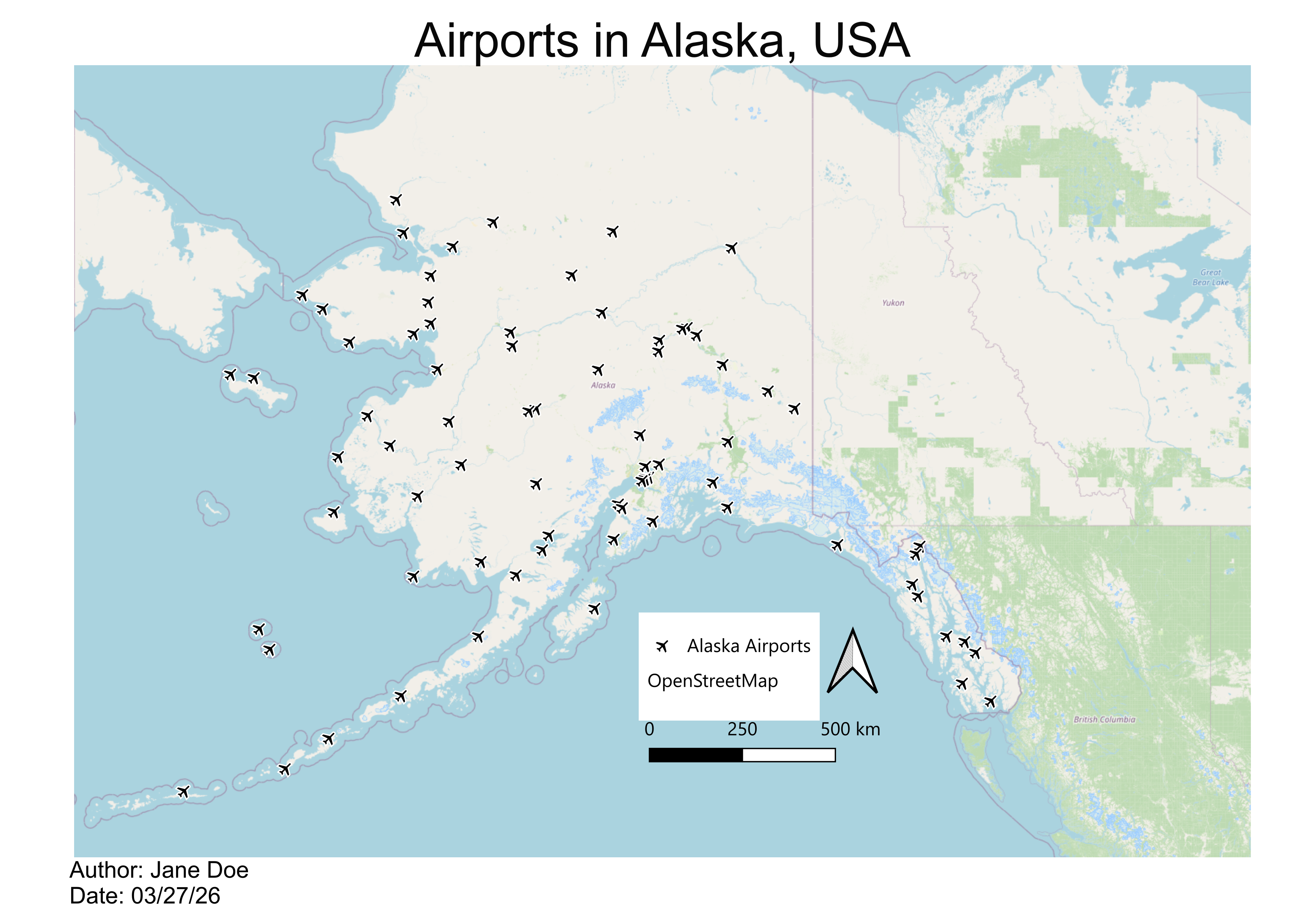 This is the map we came up with for representing Airports in Alaska.